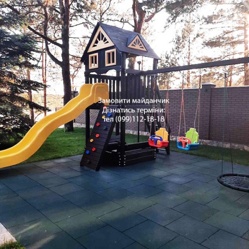 Ігровий дитячий майданчик з гіркою Квітень, темно коричневий ✅ хороші характеристики Ігровий дитячий майданчик з гіркою Квітень, темно коричневий ✅ хороші характеристики фото2