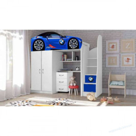 Детская компактная мебель BED-ROOM №1 BMW (синяя) со столом и шкафом