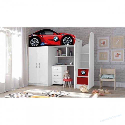 Детская компактная мебель BED-ROOM №1 BMW (синяя) со столом и шкафом ✅ хорошие характеристики Детская компактная мебель BED-ROOM №1 BMW (синяя) со столом и шкафом ✅ хорошие характеристики фото2