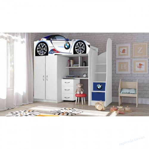 Детская компактная мебель BED-ROOM №1 BMW (синяя) со столом и шкафом ✅ хорошие характеристики Детская компактная мебель BED-ROOM №1 BMW (синяя) со столом и шкафом ✅ хорошие характеристики фото3