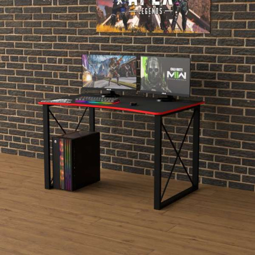 Игровой геймерский лофт стол Rasin RS-14 черно-красный (кромка разного цвета) ножки металл ✅ хорошие характеристики Игровой геймерский лофт стол Rasin RS-14 черно-красный (кромка разного цвета) ножки металл ✅ хорошие характеристики фото1