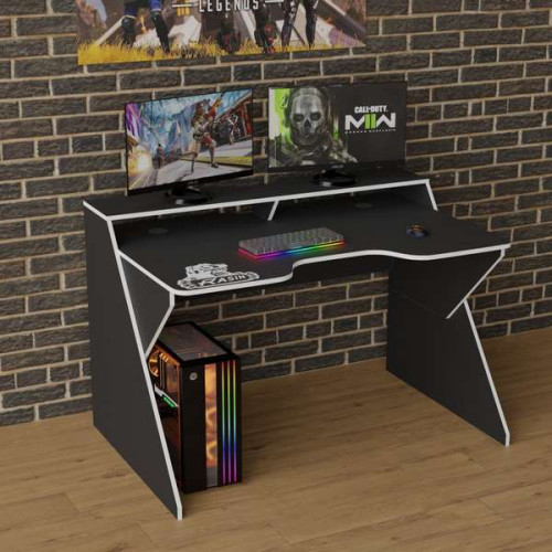 Геймерский игровой стол Rasin RS-9 черно-белый (кромка разного цвета) Геймерский игровой стол Rasin RS-9 черно-белый (кромка разного цвета)