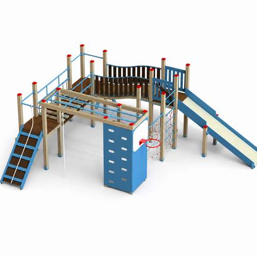 Спортино-игровая площадка для детей Переход с баскетбольным щитом