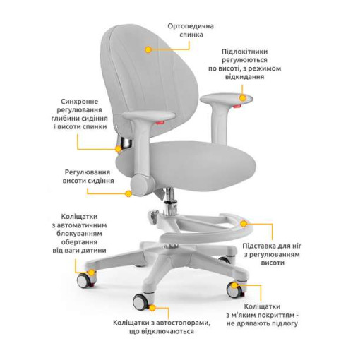 Дитяче крісло з підніжкою Evo-kids Mio G колір сірий ✅ хороші характеристики Дитяче крісло з підніжкою Evo-kids Mio G колір сірий ✅ хороші характеристики фото1