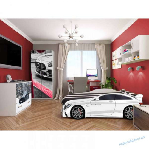 Ліжечко машинка SPACE Mercedes-BENZ +матрац 180х80 (біле) ✅ хороші характеристики Ліжечко машинка SPACE Mercedes-BENZ +матрац 180х80 (біле) ✅ хороші характеристики фото3