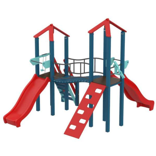 Игровой комплекс детский Double Fun с 2мя пластиковыми спусками разноуровневый Игровой комплекс детский Double Fun с 2мя пластиковыми спусками разноуровневый