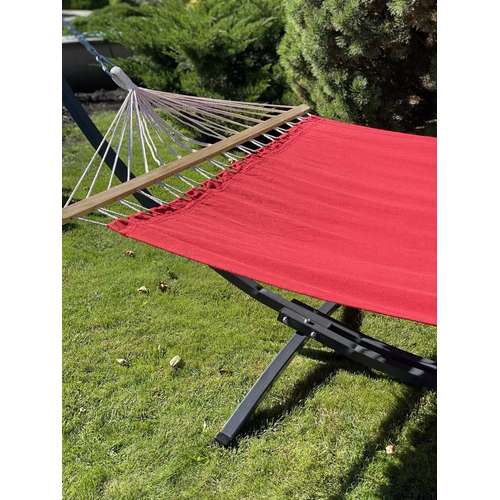 Монотонний гамак з планкою WISH червоний одномісний XL 200х100 WCG ✅ хороші характеристики Монотонний гамак з планкою WISH червоний одномісний XL 200х100 WCG ✅ хороші характеристики фото1