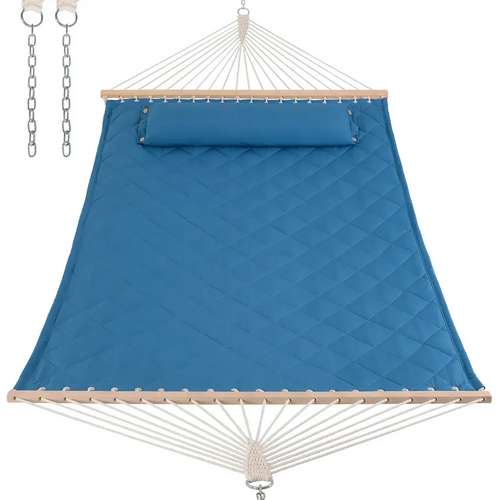 Стійка для гамака 50х50 + двомісний гамак SOFT блакитний XXL 200x140см з планками ✅ хороші характеристики Стійка для гамака 50х50 + двомісний гамак SOFT блакитний XXL 200x140см з планками ✅ хороші характеристики фото7