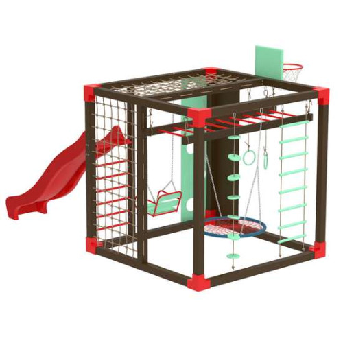 Спортивный детский уличный комплекс Cube с горкой качелями гнездо и лазами ✅ хорошие характеристики Спортивный детский уличный комплекс Cube с горкой качелями гнездо и лазами ✅ хорошие характеристики фото1