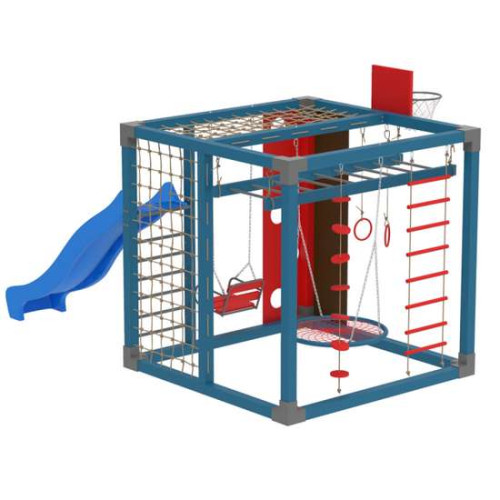 Вуличний спортивний комплекс Cube синій гіркою та гойдалкою ✅ хороші характеристики Вуличний спортивний комплекс Cube синій гіркою та гойдалкою ✅ хороші характеристики фото1