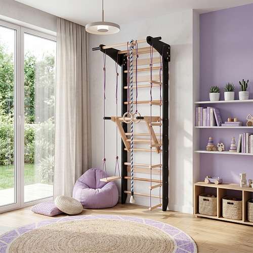 Шведська стінка з брусами та канатом Lux 13-220 дитяча чорного кольору ✅ хороші характеристики Шведська стінка з брусами та канатом Lux 13-220 дитяча чорного кольору ✅ хороші характеристики фото7